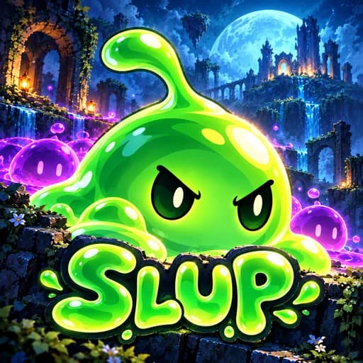 SLUP icon art: a close-up of the determined green slime.